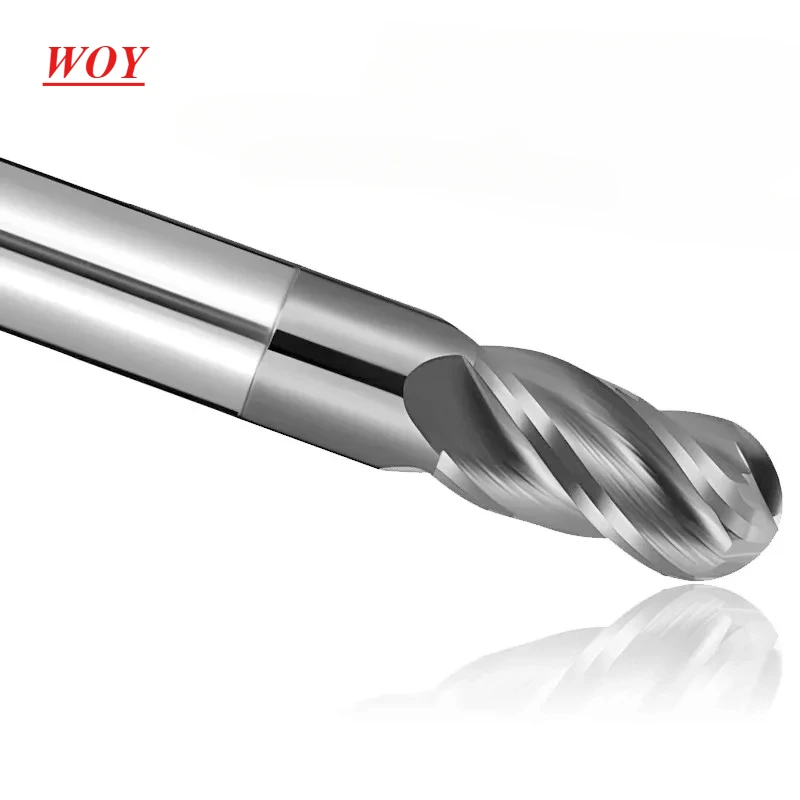 WOY  HRC50/55/70 For Steel Material Endmills 4-Flute Ball End Mill Tungsten Carbide CNC Milling Cutter Tools R0.5-R6.0mm