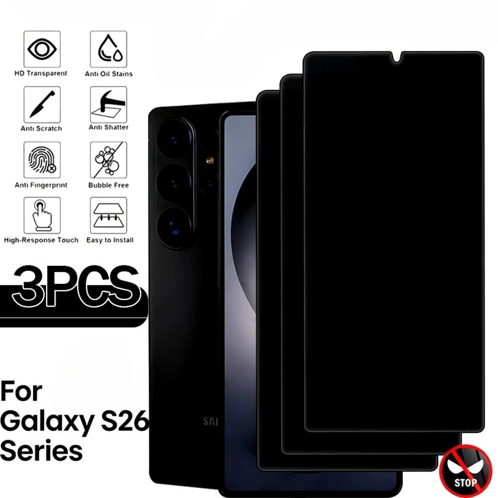

3Pcs Anti Spy Tempered Glass for Samsung Galaxy S26 S25 S24 Ultra S23 S22 S21 Plus S24 S25 FE Edge Full Cover Screen Protector