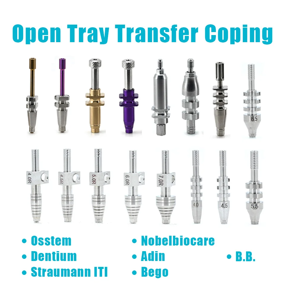 Dental Implant Open Tray Transfer Coping Impression Pick-Up Set for Osstem Dentium ITI Nobel Adin Bego BB Titanium Component