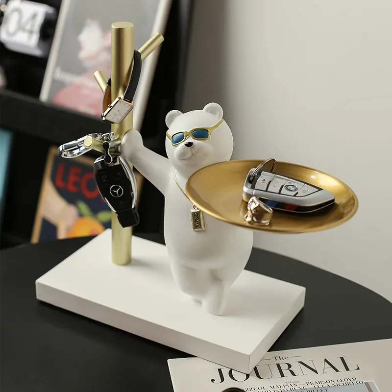 

Enter The Entrance, Bear Key Storage Rack Light Luxury Desktop Items Small Ornaments Resin Decorations Enhance Happiness