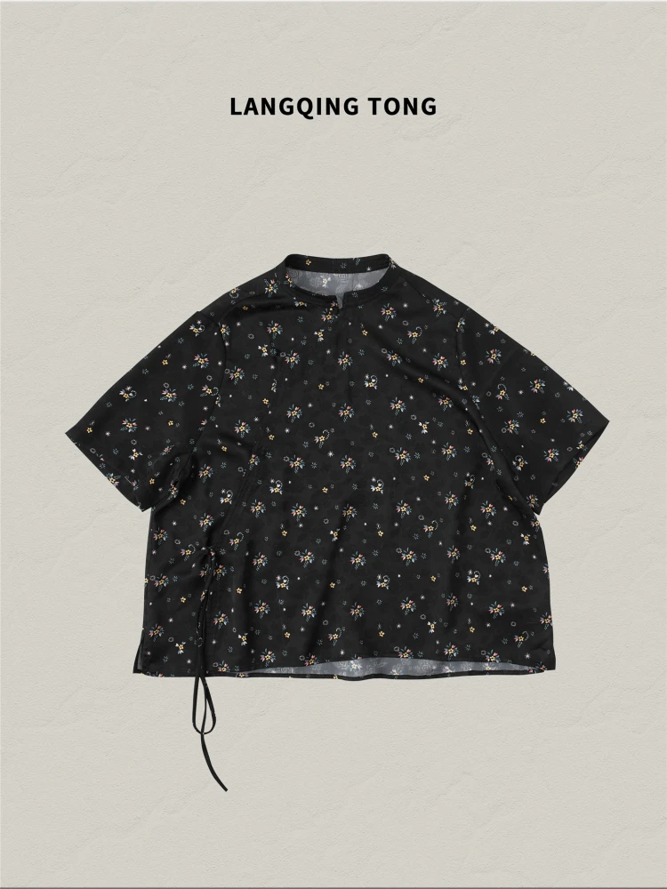 

Lightweight ort Sve Floral Embroidery irt for Women Summer Thin Sle National Sle Button up Top round Ne Design