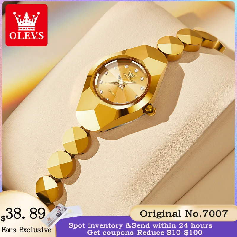 

OLEVS 7007 Quartz Women's Watch Luxury Rose Gold Waterproof Diamond Diamond Mirror Tungsten Steel Strap Elegant Women's Watch