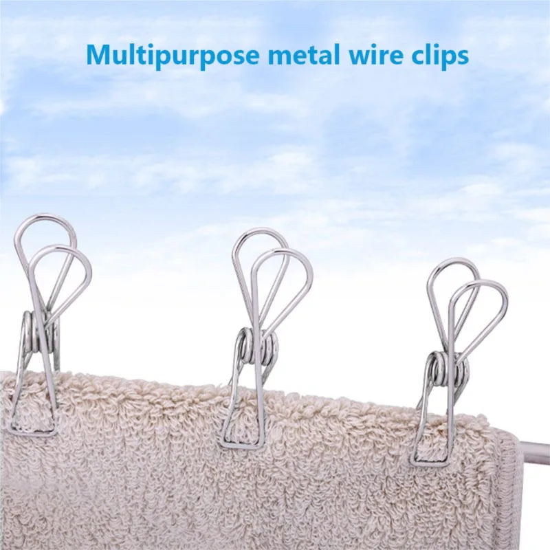 10/20/40/100 Pegs Clothespin 5/6cm Clips Washing Hang Pins Wire Clamp Home Storage Tool Stainless Steel Clips Clothes Organizer