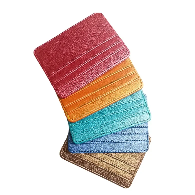 5 Slots Pu leather ID Card Holder Candy Color Bank Credit Box Multi Slot Slim Card Case Wallet Women Men Business Card Cover