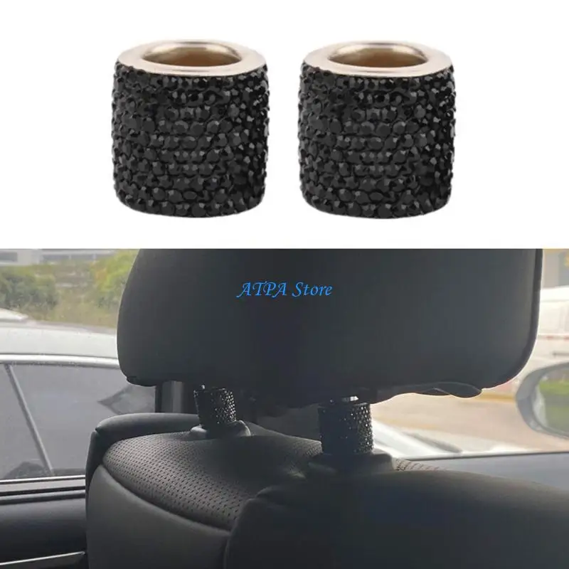 

U13C 2x Universal Crystal Headrest Ring-Collar Decor-Charms Diamond-Bling Car Interior Decoration Accessories