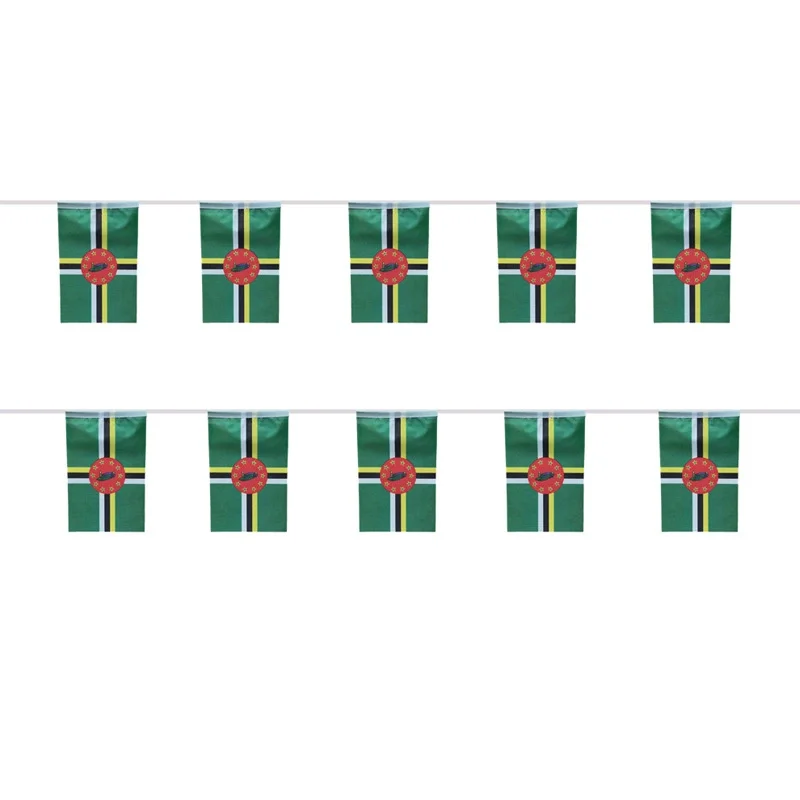 

SKY FLAG Dominica bunting flags 14x21cm 20pcs/lot Dominica String flags Pennant Banner Festival Party Holiday for decoration