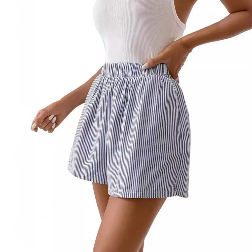 

Summer Shorts Striped Print High Waist Pajama Shorts for Women Summer Beachwear Sleep Shorts with Elastic Waistband Homewear