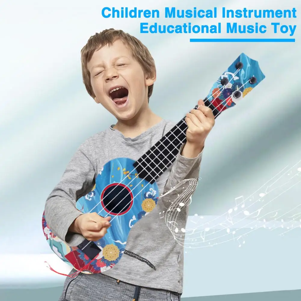 Children Guitar Toy Mini Guitar Kids Toy Ukulele Colorful Cartoon Print Guitar Children Toddler Plaything Musical Instrument