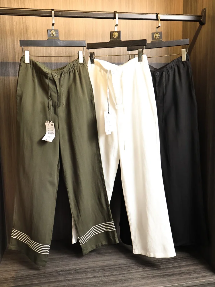 Loose Wide Leg Men's Casual Pants Summer Fashion Urban Style All-Match  Color Comfortable Elastic Processing Breathable