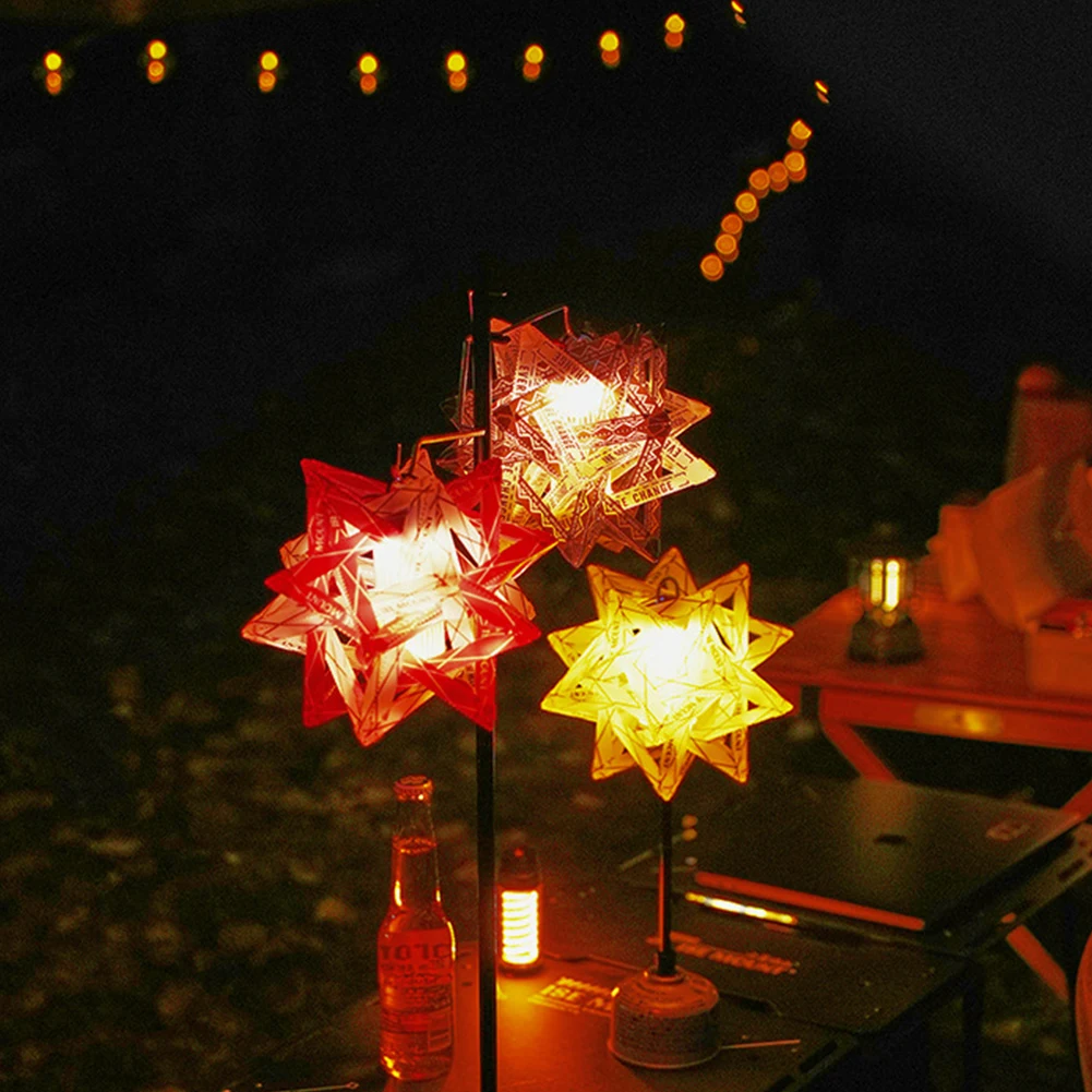 Lámpara de camping con forma de estrella para exteriores, pantalla impermeable, resistente al desgaste, decorativa, accesorios de iluminación
