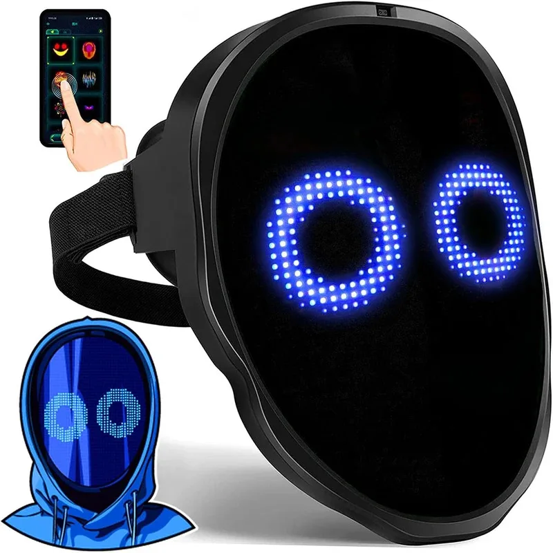 

2026 NEW Handsome Led Mask with Bluetooth App Control Programmable Face Transforming Light up Halloween LED Mask Ever-Changing