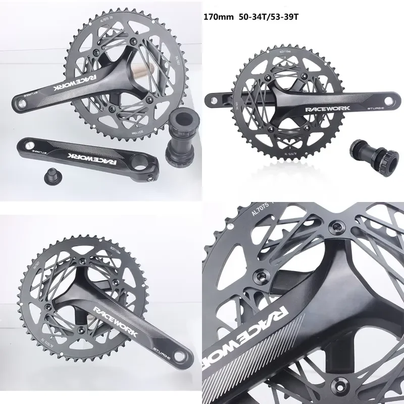Road Bike Crankset 170mm 110BCD 50-34T 53-39T Double Chain Wheel Folding Bicycle Crank Set