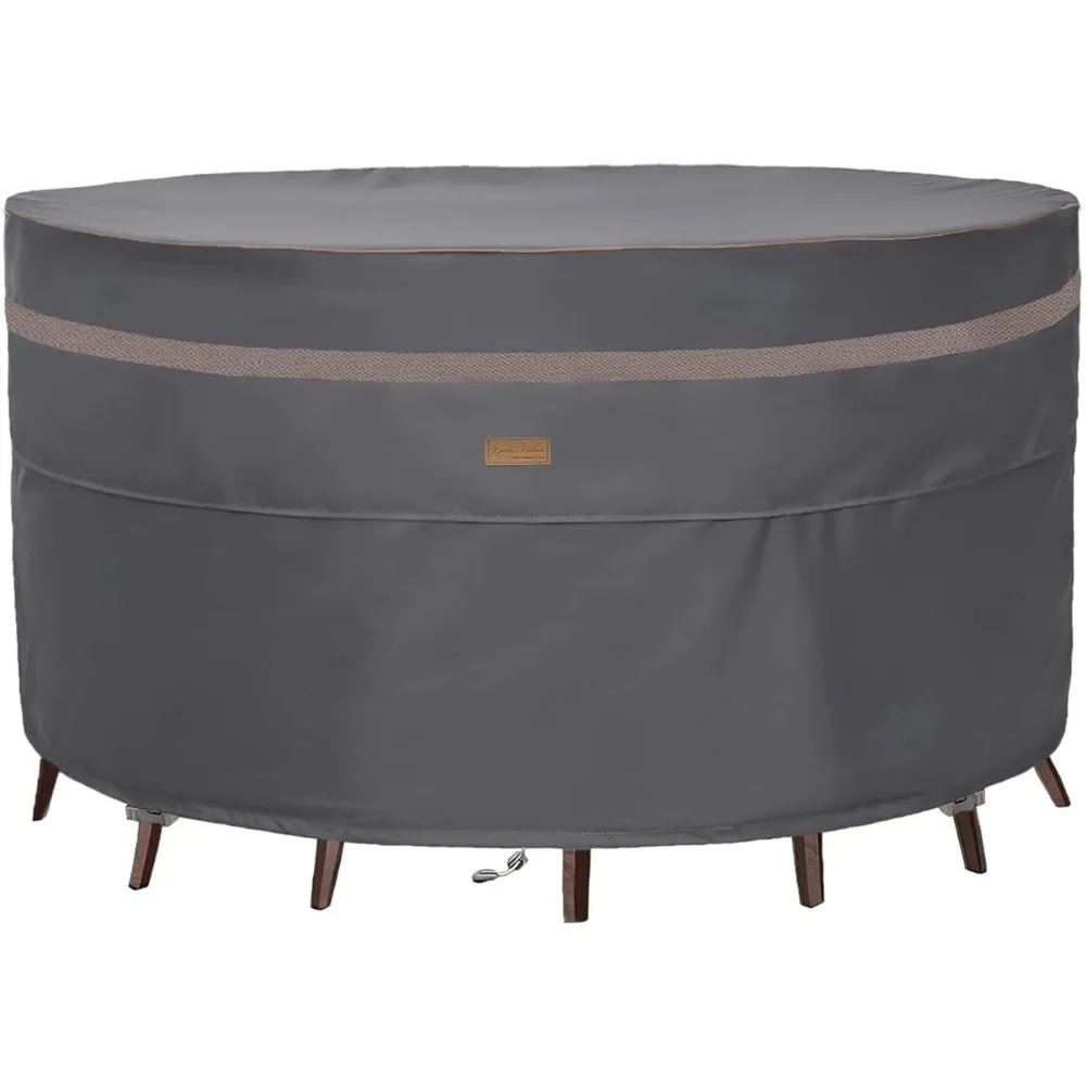 

Waterproof Round Outdoor Table Cover, Fade Resistant Dark Grey for 84" Dia Patio Furniture