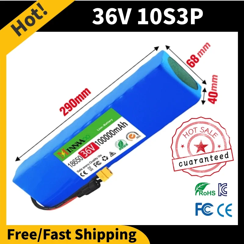 10S3P 36V 100Ah 18650 Rechargeable Lithium Battery Pack 1000W Power Modified Bicycle electric scooter Vehicle BMS +42V Charger