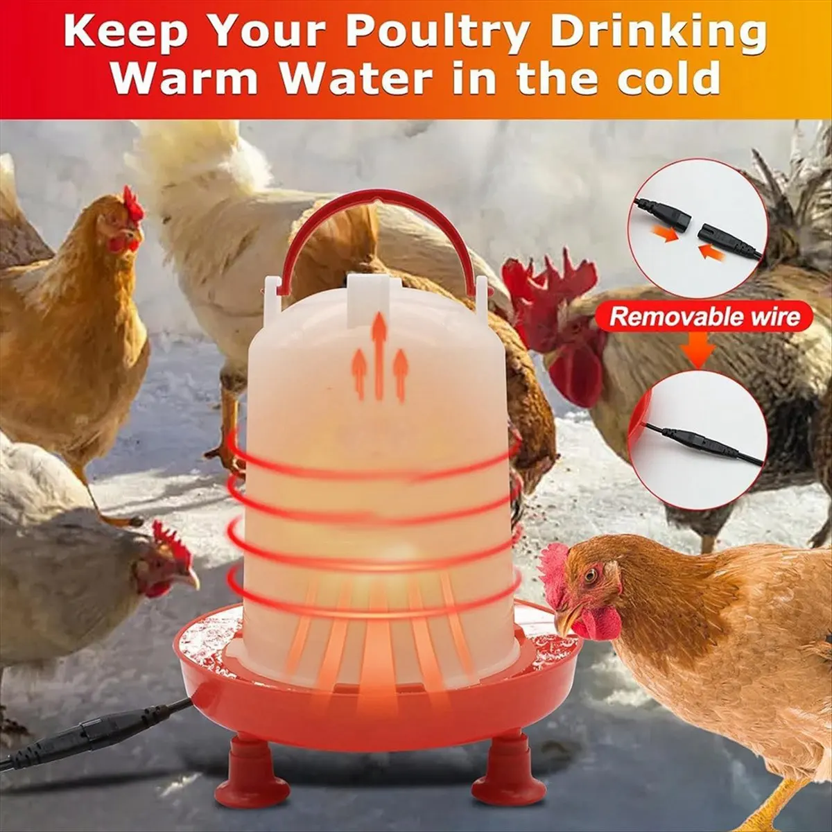3L ساخنة الدجاج سقي لفصل الشتاء السيارات ملء سخان مياه الدجاج مع دعم الساق ، 35 واط التدفئة الدواجن الاتحاد الأوروبي التوصيل