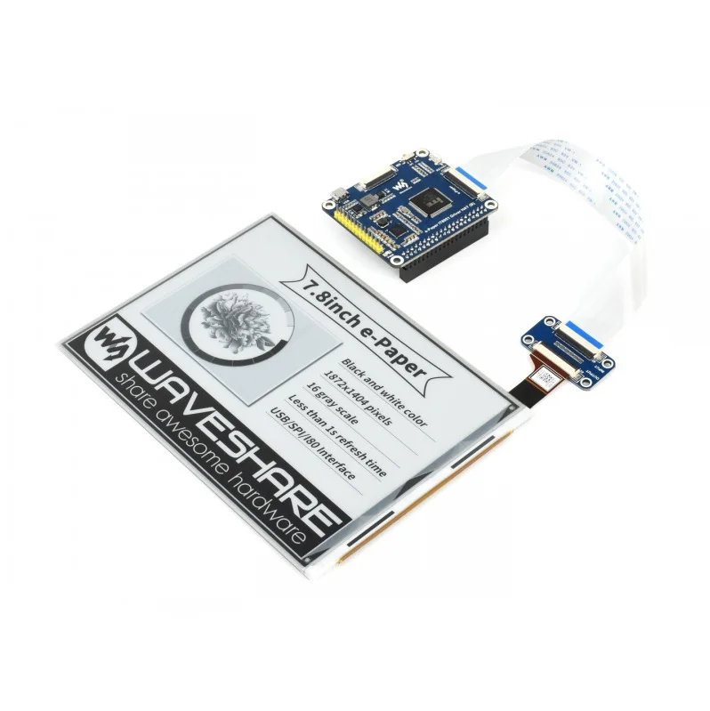 Waveshare 7.8inch E-Ink display HAT for Raspberry Pi, 1872*1404 resolution,IT8951 controller, USB/SPI/I80 interface