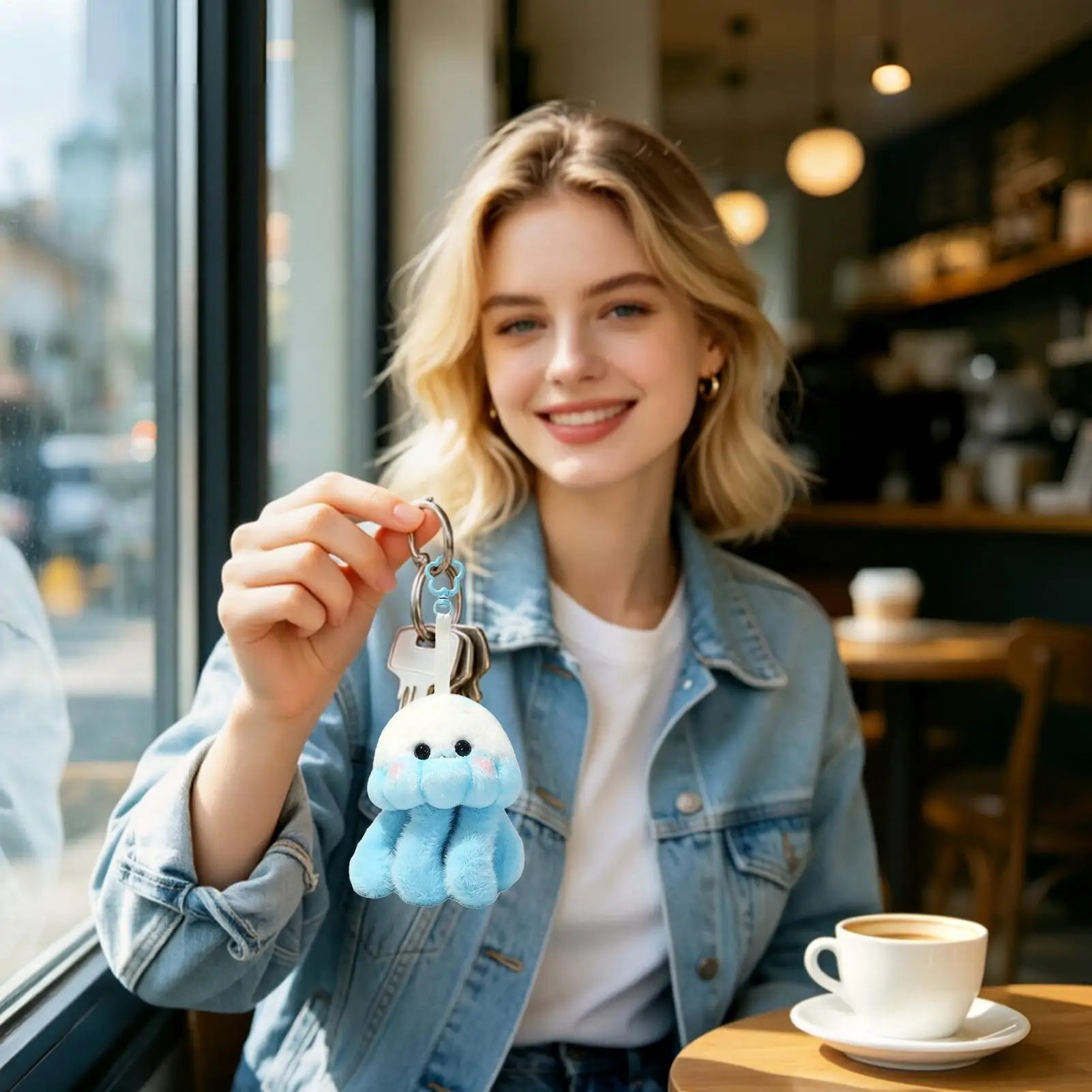 Jellyfish Keychain Cute Soft Plush Jellyfish Handbag Pendant Animal Purse Keychain For Kids Adults Sea Lover Handbag Wallet