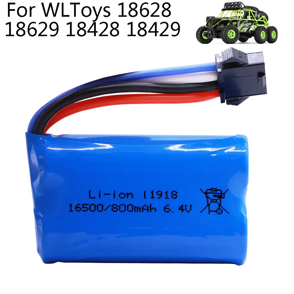 SM-4P Plug Spare Parts 6.4V 800MAh Lipo Battery for WLToys 18628 18629 18428 18429 RC Car Toys model 6.4V battery for WLtoy18628