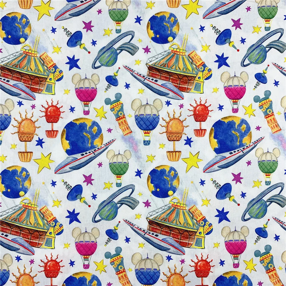 Cartoon mouse hot air balloon Plain cotton fabric  for Sewing Quilting DIY Children Bed Sheet Pillowcase Patchwork Material