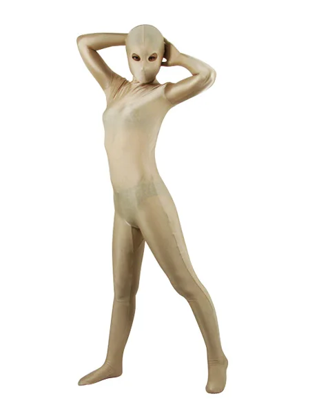 Flesh Open Eyes Hole Fullbody Spandex Zentai Bodysuit Halloween Costume Men Woman Cosplay Zentai Suit