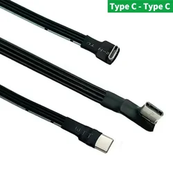 Type C to USB-C Slim 90 Angled Adapter Cable Power Bank Flexible Cable FPC PD Charging Data Cable Type-C Bend Flat Silicone Wire