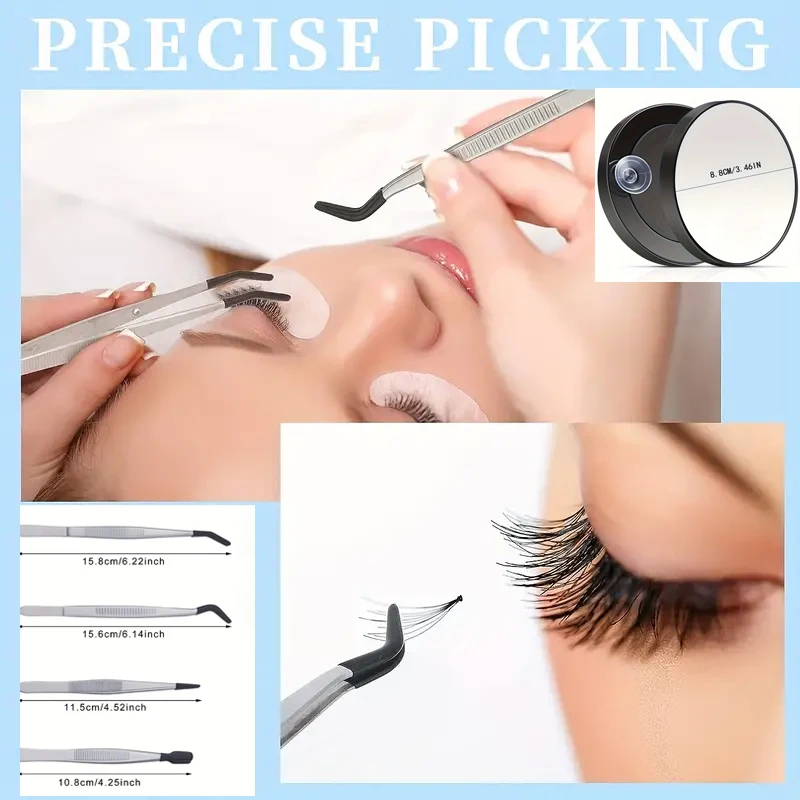 MultipurposeTweezers with 10X Magnifying Mirror Magnified Makeup Mirror with 2 /4Pcs Suction Cups for Grooming & Travel