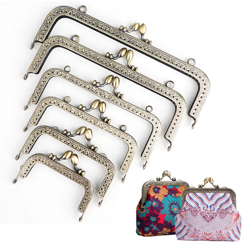 

Vintage Metal Purse Frame Kiss Clasp Lock Square Bag Clutch Frames Buckle Handbag DIY Craft Accessory 8.5/10.5/12.5/15/18/20.5cm