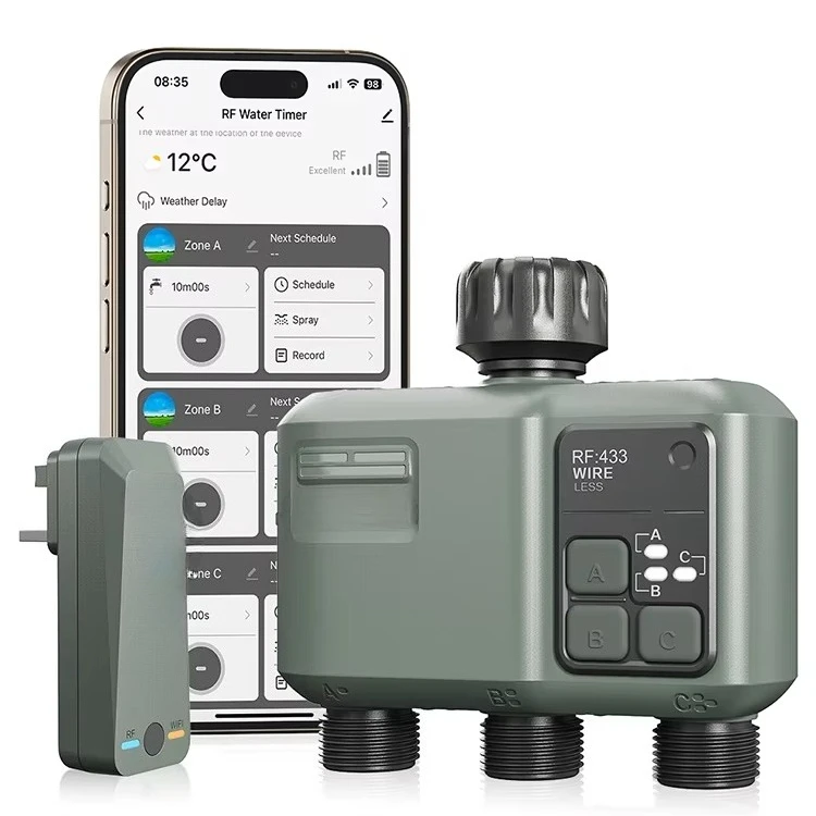 

New Designs Three Outlet Smart RF WIFI Wireless Water Timer Garden Watering Irrigation System for Outdoor Use HCT-638-HCG-003