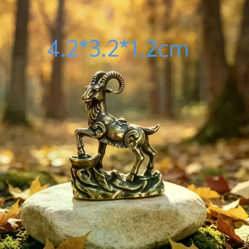 [MOA]1Pcs Metal Zodiac Goat Statue Decoration Sheep Animal Theme Flat Base Frame Tabletop Ornament Auspicious Implication[MOA]