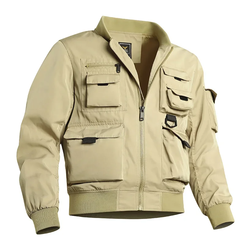 

Men's Autumn New Jacket Military Multi-pocket Jacket Cargo Coat