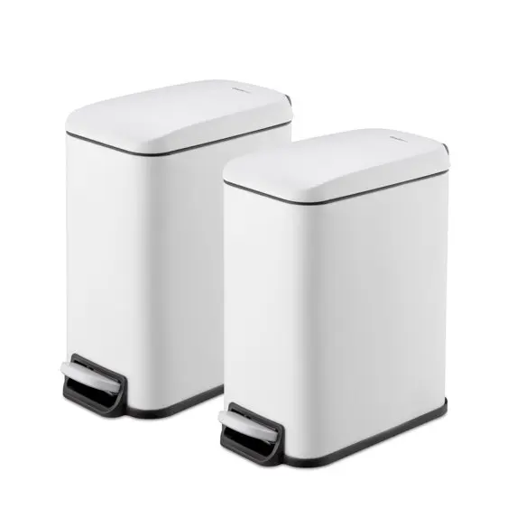 

Trash Can, 1.3 Gallon Slim Step On Bathroom Trash Can, Matte White, Pack of 2