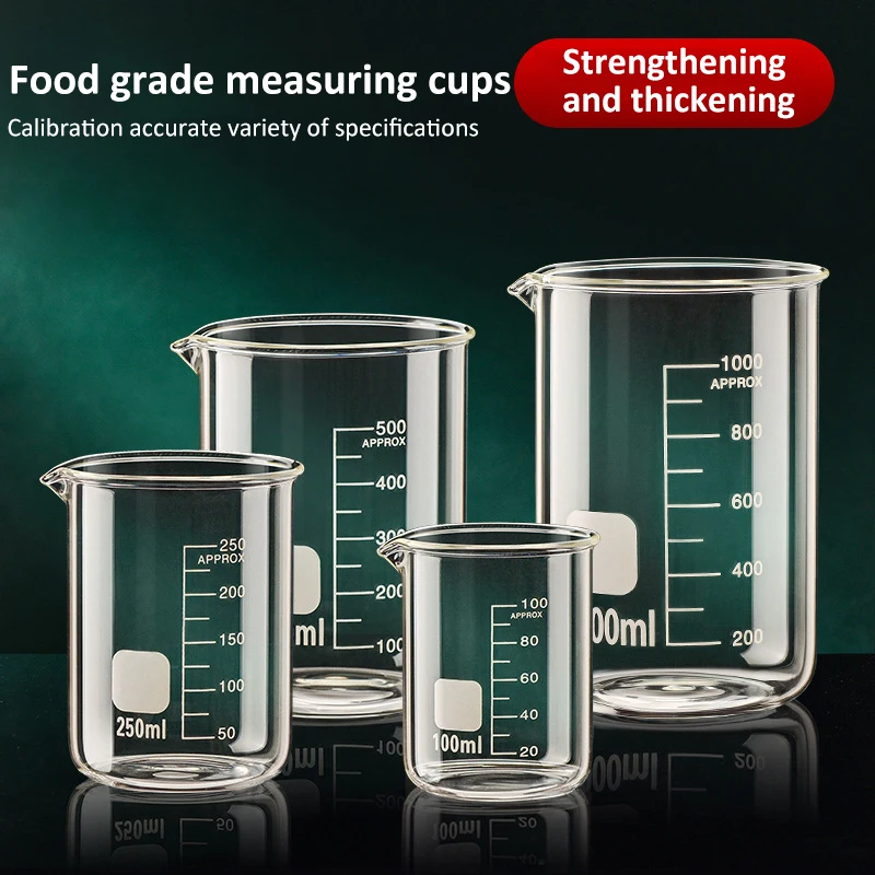 Misurino in vetro resistente al calore tazza in scala trasparente 50/100/150/250/500/1000ml strumenti di misurazione del bicchiere da laboratorio