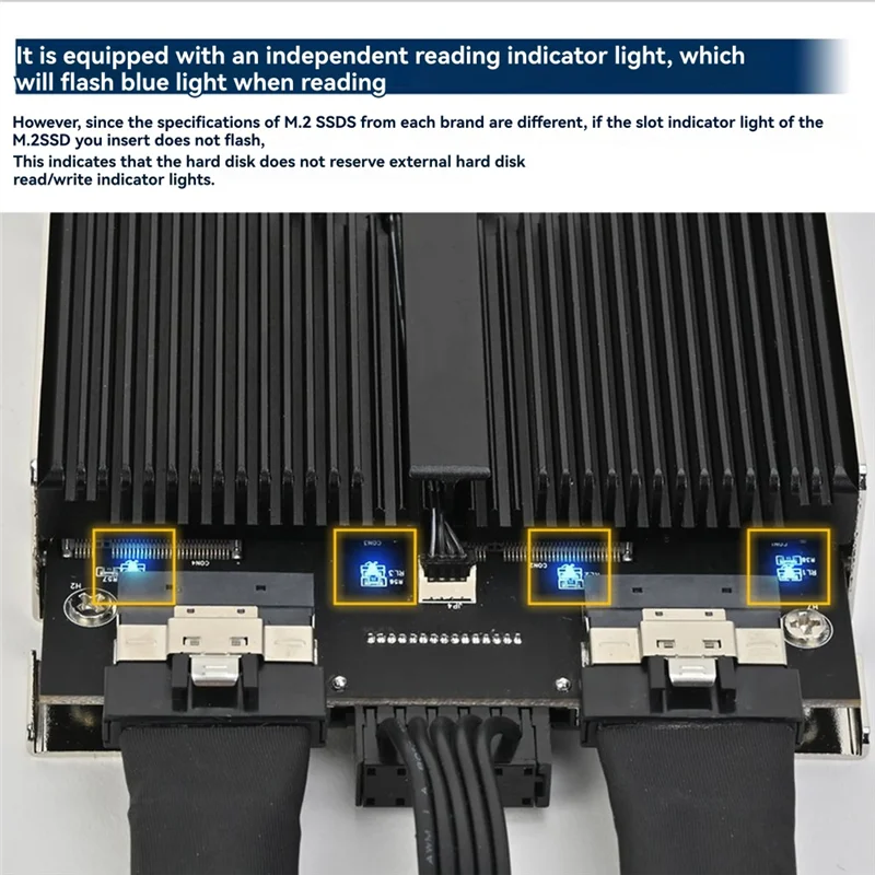 -Buff 3.5 "disco rígido ssd para 4x pcle nvme m.2 ssdx4 adaptador com ventilador de 60mm sata 15pin led suporta pcle 4.0 64gbps