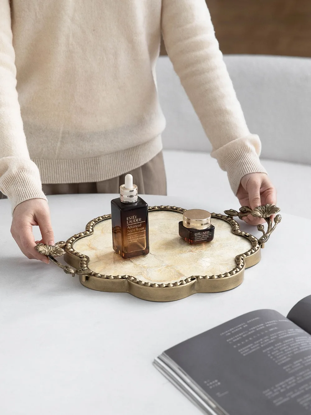 French Shell Tray Advanced Sense of Fruit Tray Storage Tea Plate Living Room Decoration Display Plate Aesthetic Decoration Tray