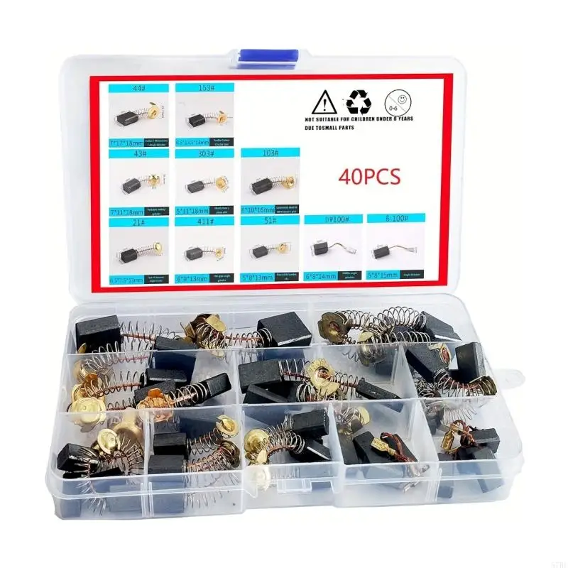57BE 40pcs Motor eléctrico Cepillos carbono reemplazo para herramienta eléctrica