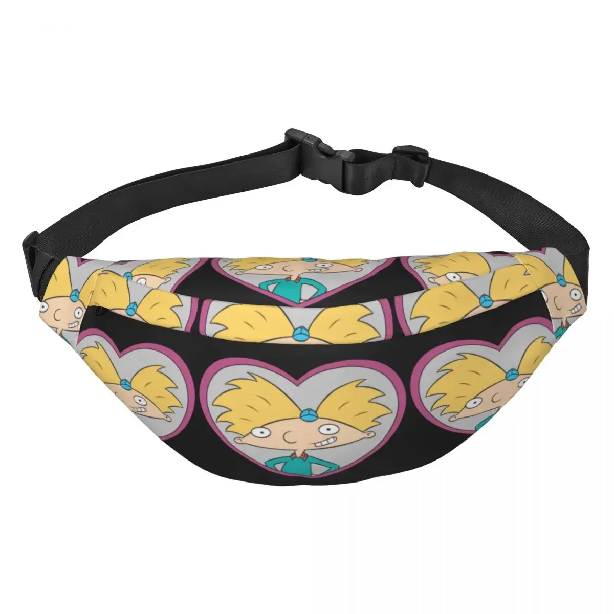 Custom Hey Arnold Pink Heart Arnold Fanny Pack for Women Men Cool Sling Crossbody Waist Bag Cycling Camping Phone Money Pouch