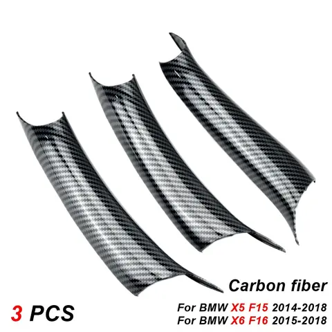 BMW X5 F15 X6 F16 2014-2018 LHD RHD 인테리어 문짝 풀 핸들 장식 트림 커버, 무광 블랙 탄소 섬유 모양, 세트당 3 개