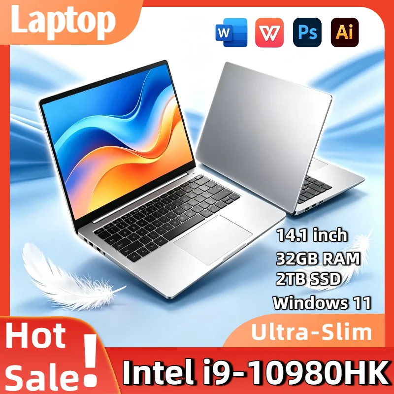 

14.1 Inch Gaming Laptop Intel Core i9 10980HK 2.4 5.3GHz 32GB DDR4 2TB PCIe SSD Windows 11 Pro Portable Gamer Notebook