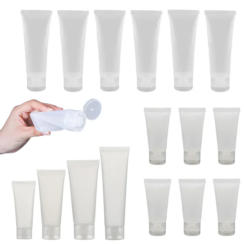 10pcs 15-100ml bottiglie vuote per campioni di plastica coperchio ribaltabile tubi morbidi smerigliati cosmetici contenitore per crema per le mani detergente per il viso riutilizzabile