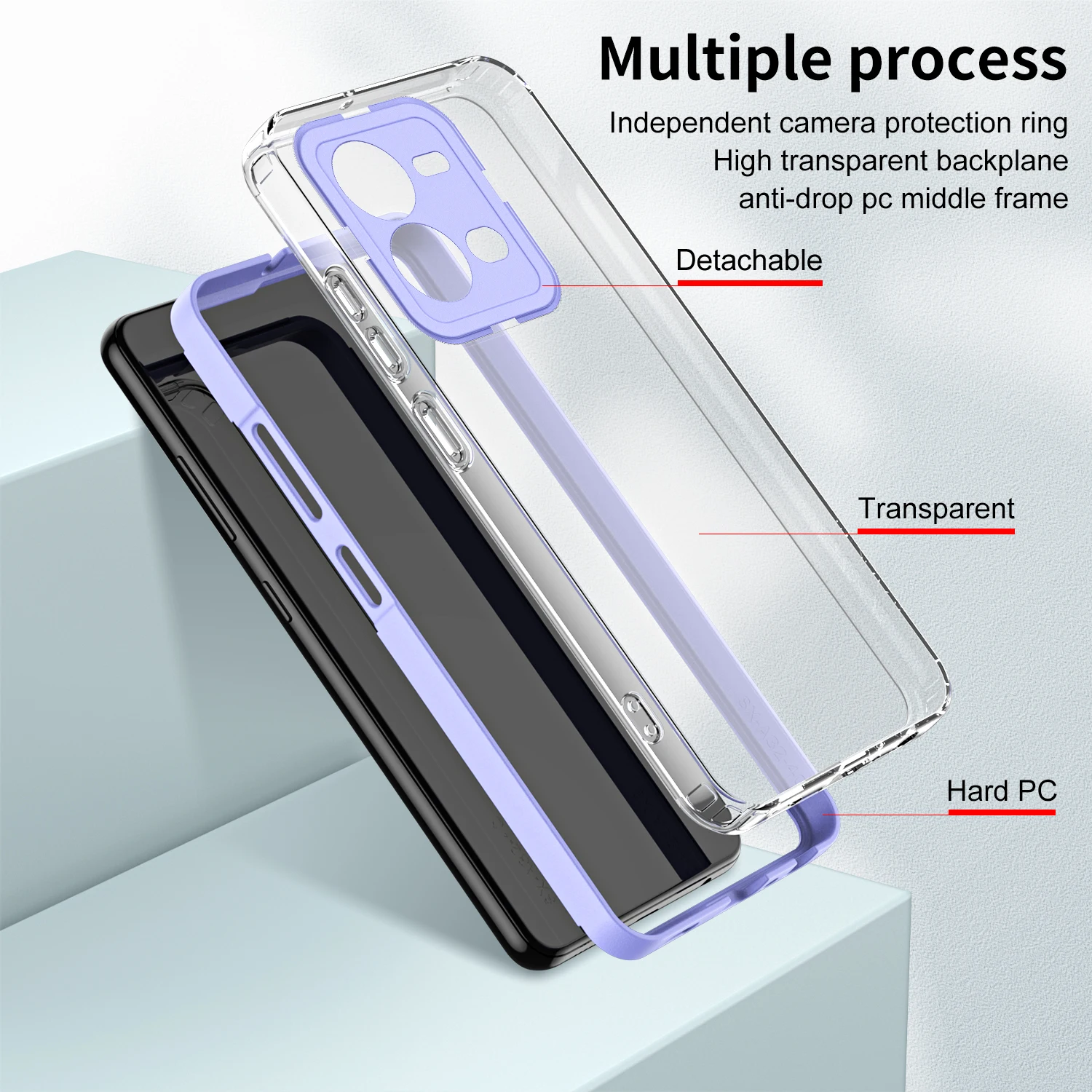 3 IN 1 Frame Clear Case for Vivo V25 5G V25E Transparent Luxury Soft Silicone Hard Back Shockproof Phone Cover VIVO V 25 25E 5G