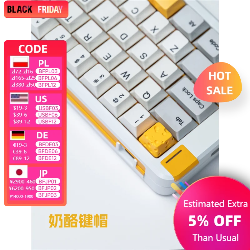 Mechanical keyboard, handmade resin, customizable colors, cute food, fun  personalized cheese keycaps