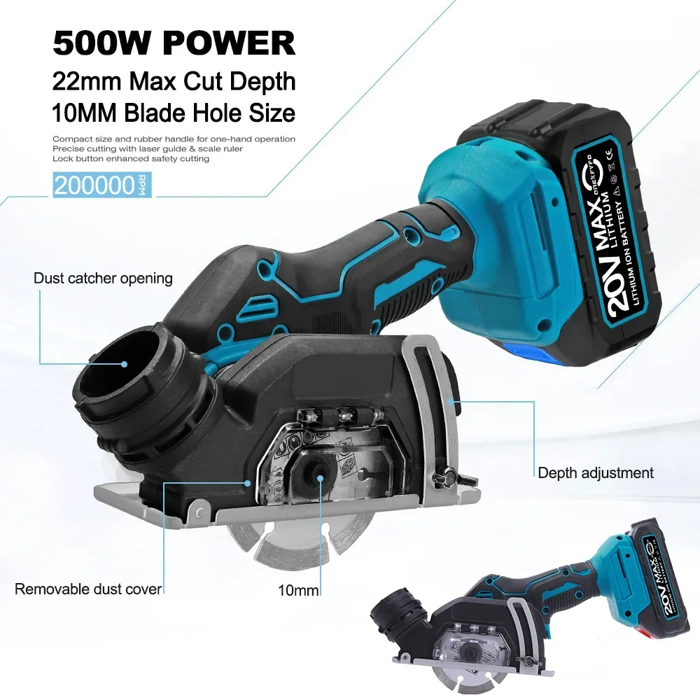 3inch Cordless Electric Small Cutting Machine Compact Cut OFF 76MM 20000RPM Mini Angle Grinder for Makita Battery