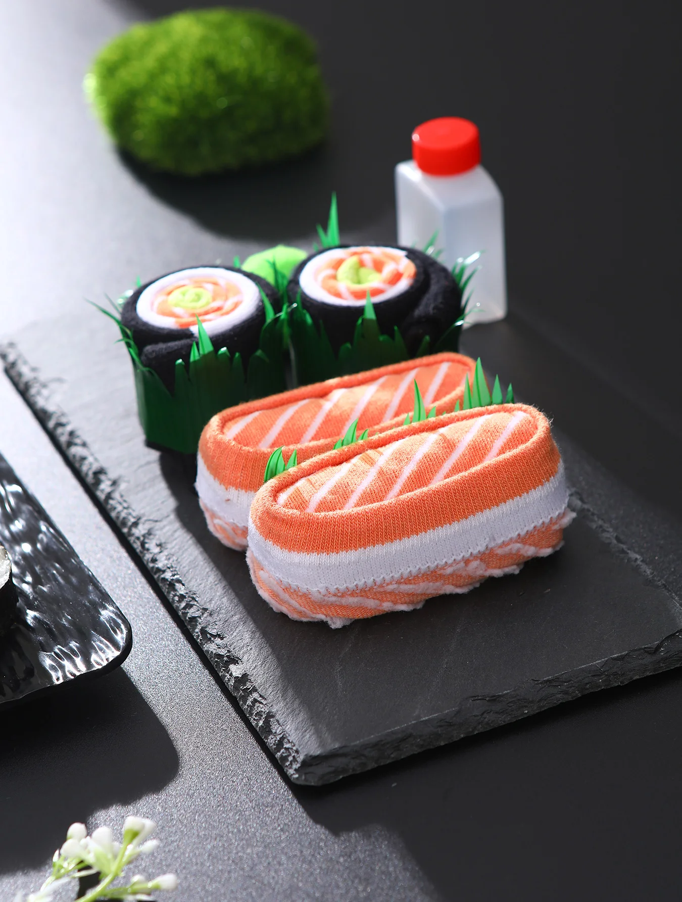 2 pairs of novelty and interesting salmon sushi socks gift box Christmas season style