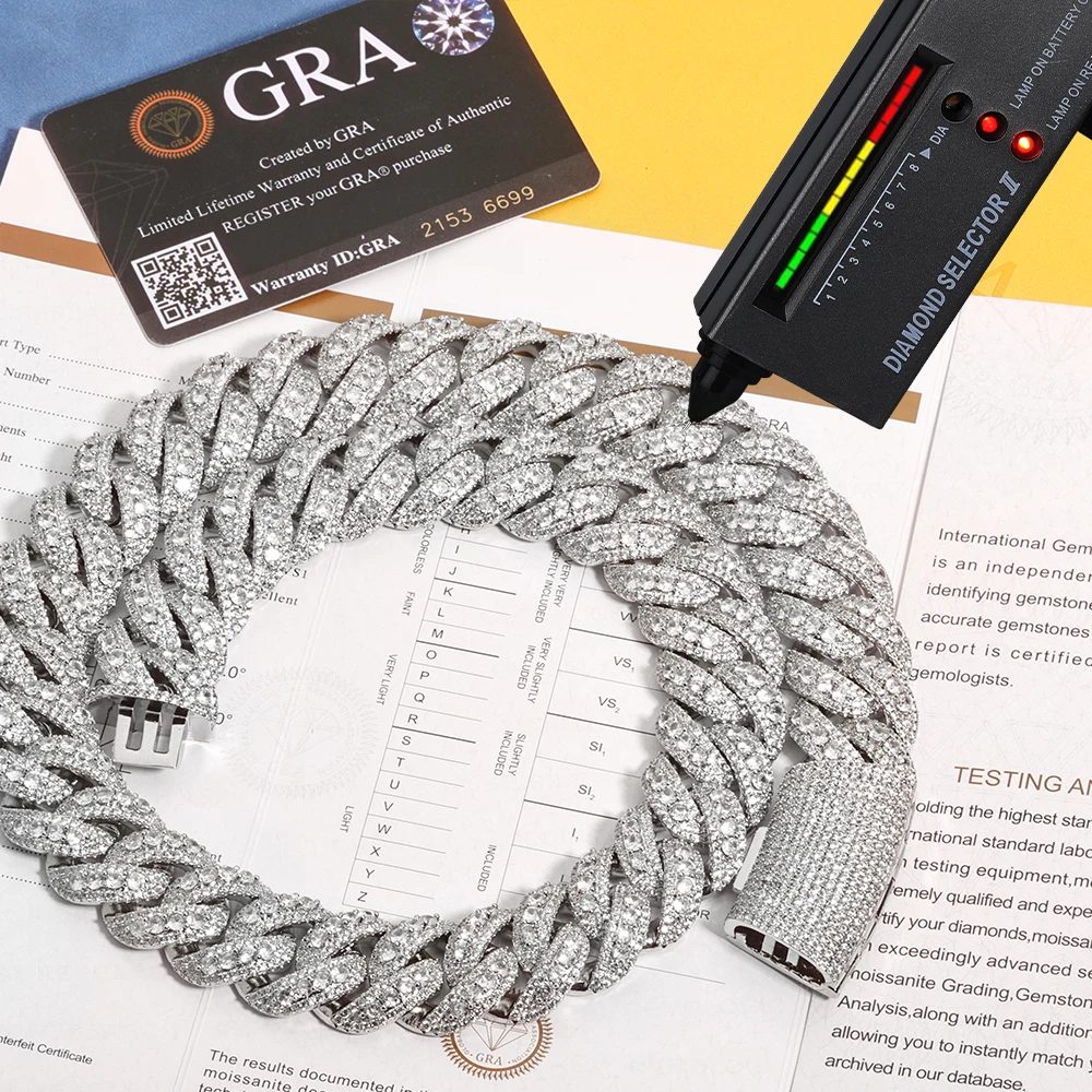 مويسانيتي 925 فضة الكوبية قلادة 22 مللي متر VVS قطع مستديرة الماس GRA معتمد مجوهرات هدية للرجال والنساء #1