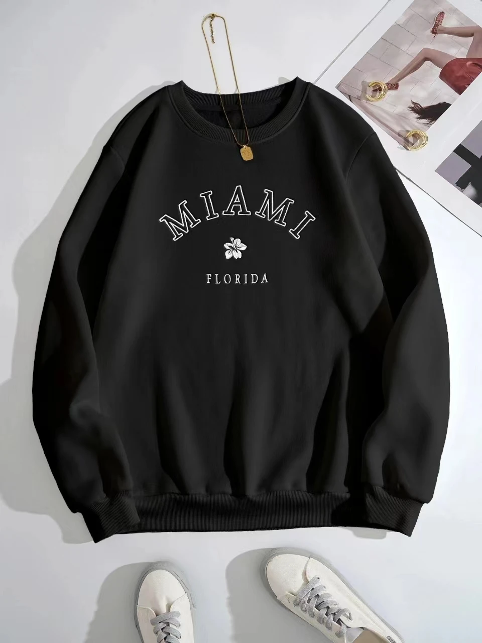 2024 Stylish Elegance Mother's Day Female Sweatshirt Miami Florida Funny Print Women Sweater Romantic Voguish Girl Tee