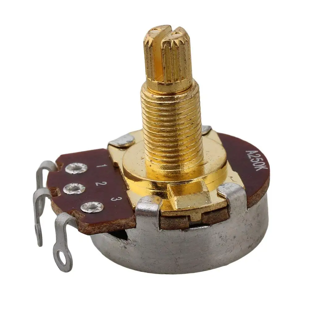 A250k 24mm Base Dia18mm Gold Plated Shaft Potentiometer For Guitar Pack of 5