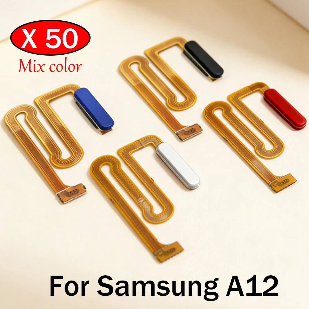 50Pcs/Lot, New For Samsung A12 A125 A125F Home Button FingerPrint Touch ID Sensor Flex Cable With Power Button Key Flex