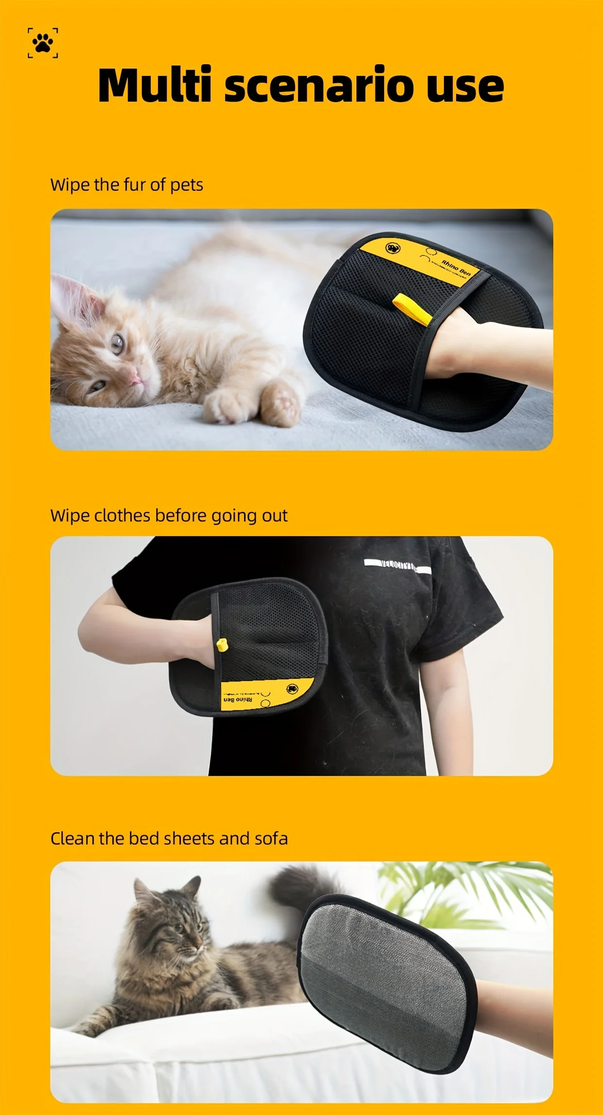 Wiederverwendbare Tierhaarentfernungshandschuhe – Waschbares Upgrade-Modell für große Flächen: Pflege, Schönheit, Teppich, Hund, Katze, Fell, Sofa, Stoff – Detail 6