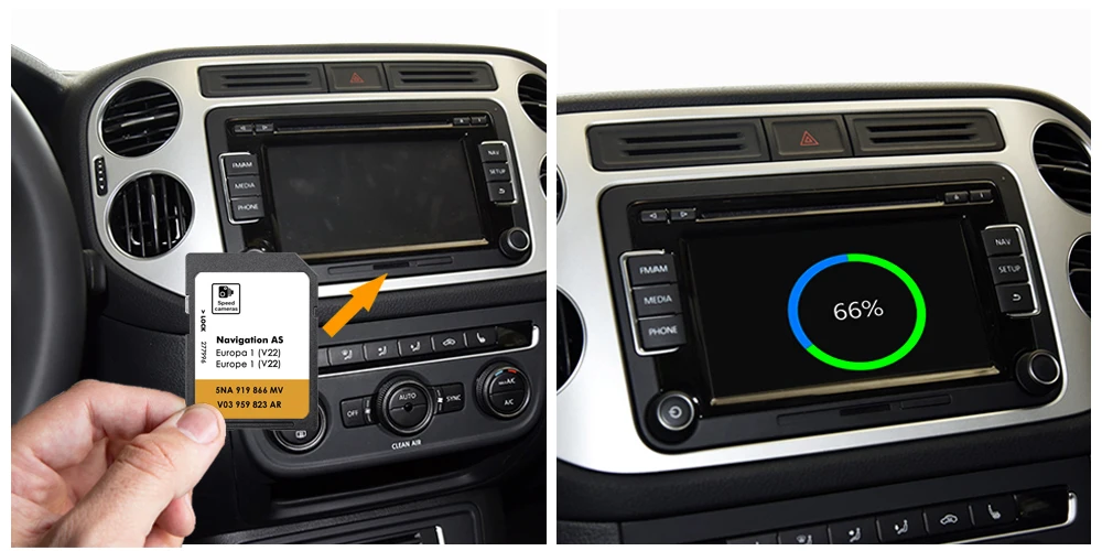 การ์ดหน่วยความจำแผนที่รถยนต์สำหรับ VW T-Roc A11 32GB ระบบนำทาง GPS รุ่น V22 ประเทศโปรตุเกส สหราชอาณาจักร เยอรมนี
