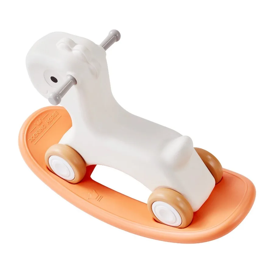 Cavalo de balanço 3 em 1 para crianças de 13 anos Cavalo de balanço para bebês com placa de equilíbrio removível e 4 rodas lisas com suporte para até